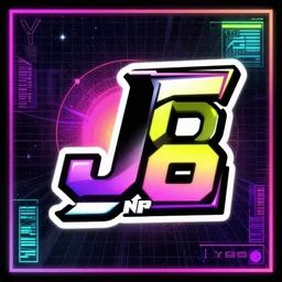 a logo for j 3 nr 8 r in the style of a y 2 k rave poster