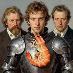 shrimp as a fantasy knight, closeup portrait art by norman rockwell and donato giancola and greg rutkowski,