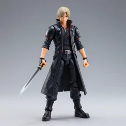 professional photo action figure of dante from devil may cry!!! studio lighting, very detailed, unreal engine, canon photo!!!!, professional lighting, good composition, rule of thirds, winning award photo, real, action figure of dante, hot toys