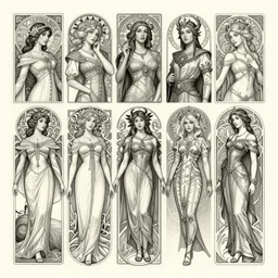 pencil spot illustrations of various disney characters combined with a horizon zero dawn 2 aesthetic, d & d, fantasy, intricate, elegant, highly detailed, digital painting, artstation, concept art, matte, sharp focus, illustration, hearthstone, art by bridgeman and artgerm and greg rutkowski and alphonse mucha and ruan jia and conrad roset
