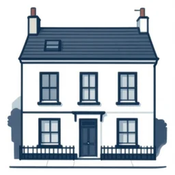 an illustration of an English terraced house in a modern flat design style with line elements