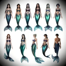 gothic mermaid character designs, Greg Rutkowski, character sheet, kim jung gi, Darek Zabrocki, Karlkka, Jayison Devadas, Phuoc Quan, trending on Artstation, 8K, ultra wide angle, pincushion lens effect