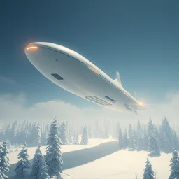 futuristic levitating luxury long spaceship designed by apple flying over the tundra forest art by greg rutkowski and paul ozzimo, epic fantasy sci - fi volumetric light clear focus detailed unreal engine digital art trending on artstation deviantart octane render,