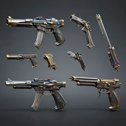 New exotic weapons in Destiny 2, photorealistic, side view, 4K