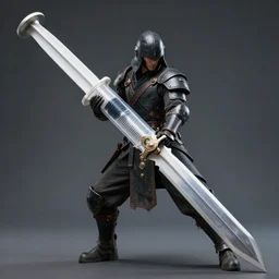 warrior wielding a giant syringe weapon instead of a sword