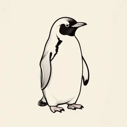 line - art elegant tattoo design of a penguin