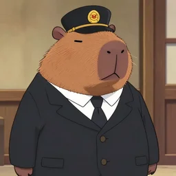 capybara wearing a mafia!!!!!!!! suit!!!!!!!!