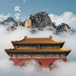 great Chinese Palace, cloud, mountain,miracle