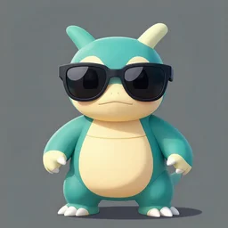 caricature of geodude wearing sunglasses, hyper detailed