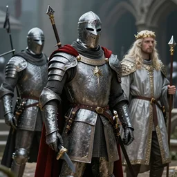 medieval Battle, king Arthur and Merlin, realistic 4k octane beautifully detailed render, 4k post-processing, highly detailed, intricate complexity, epic composition, magical atmosphere, cinematic lighting, masterpiece, ultra hd