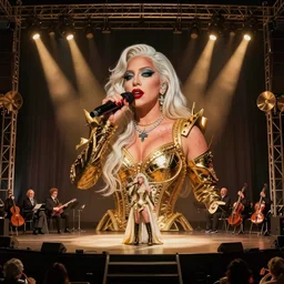 A Lady Gaga concert. Style of Hieronymus Bosch. High resolution. Highly detailed. Art station. 8k