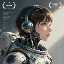 side portrait scifi!! cyborg!! girl with robotic parts and spacesuit | | head only in center of image, audrey plaza, fine detail!! anime!! realistic shaded lighting!! poster by ilya kuvshinov katsuhiro otomo ghost - in - the - shell, magali villeneuve, artgerm, jeremy lipkin and michael garmash and rob rey