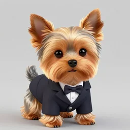 A cute yorkshire terrier wearing a suit, 30mm, by Noah Bradley trending on pixiv, deviantart, high detail, stylized portrait
