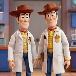walter white and jesse wearing lab gear in toy story