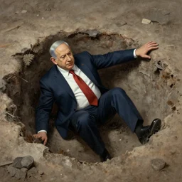 benjamin netanyahu falling into a pit of madness, vanitas, highly detailed, by wayne barlowe and beksinski