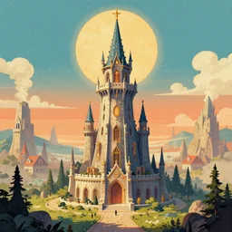 the wizard's magical tower!!, grand landscape art by donato giancola and greg rutkowski, vintage retro, digital art, trending on artstation, symmetry!!, epic composition