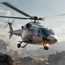 a futuristic helicopter in war, epic scene, by greg rutkowski