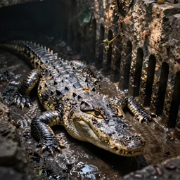 a crocodile in a new york sewer realistic cinematic