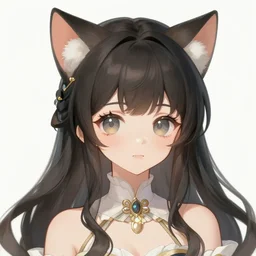 detailing character concept portrait painting of cute neko girl, high fantasy, elegant, art station, pixiv, trending, editor's pickup