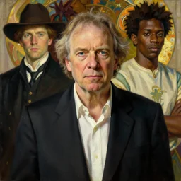 neil young, portrait painting by richard schmid, maxfield parrish, kehinde wiley, thomas moran, studio ghibli, loish, alphonse mucha, fashion photography