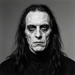 photo portrait of ugly brutal face  male cultist by Diane Arbus and Louis Daguerre