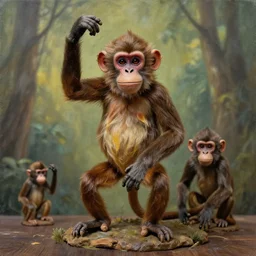 taxidermy monkeys painting by artgerm, and rob rey