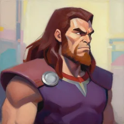 Greg Manchess portrait painting of Conan the Barbarian as Overwatch character, medium shot, asymmetrical, profile picture, Organic Painting, sunny day, Matte Painting, bold shapes, hard edges, street art, trending on artstation, by Huang Guangjian and Gil Elvgren and Sachin Teng