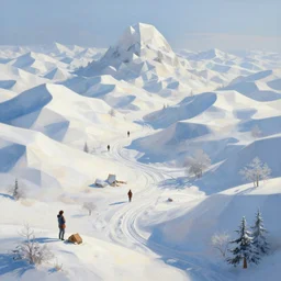 a hyper - detailed 3 d render like a oil painting of winter in the low - poly hills, surrealism!!!!! surreal concept art, lifelike, photorealistic, digital painting, aesthetic, smooth, sharp focus, artstation hd, by greg rutkowski, krenz cushart, chris tulloch mccabe, valentina remenar and asher duran,