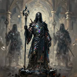ink acid shadow mage, painted by erol otus and david thierree and dan adkins and john berkey, trending on artstation, volumetric lighting macro view muted colors, iridescent colors, dark academia, symbolism, brushwork
