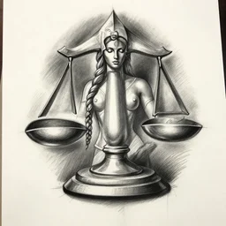 realism tattoo design sketch of Libra, in the style of Da Ink