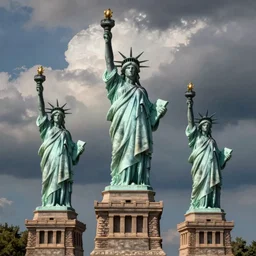 Several statues of liberty