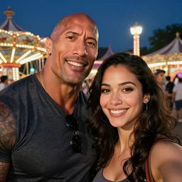 dwayne Johnson and jerma985 selfie photograph at amusement park