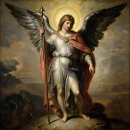 saint michael the angel, guarding the world from evil. highly detailed painting by gaston bussiere, greg rutkowski 8 k