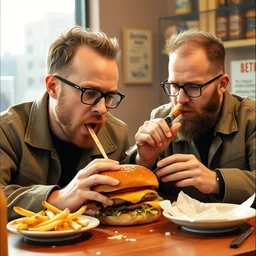 walter white and jesse pinkman eating hamburger