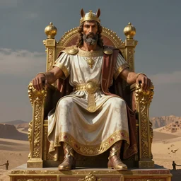 A horse as the byzantine emperor sitting in his throne, digital art, detailed, realistic, artstation