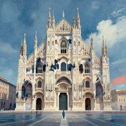 mysterious italian medieval cathedral by the sea, art by evan cagle and craig mullins