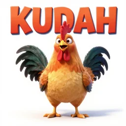 the movie kudah about a rooster, Pixar movie poster with the word KUDAH, 3D, 8K, 2000s computer animation