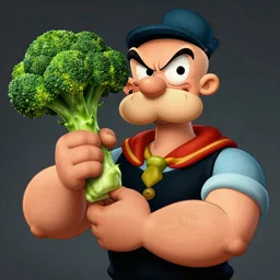 a masterpiece of popeye with huge biceps holding a broccoli. very detailed eyes. intricate, elegant, highly detailed. trending on artstation, digital art, by stanley artgerm lau, wlop, rossdraws, james jean, andrei riabovitchev, marc simonetti, yoshitaka amano