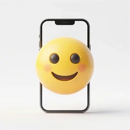 one IOS iPhone yellow emoji, centered on white background, 3D render, Blender
