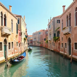 a futuristic scene of the canals of venice on a sunny day by beeple