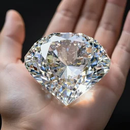 Close up brightly lit palm of hand holding extremely large diamond that contains a civilization, intricate details, wonderous, imagine, award winning