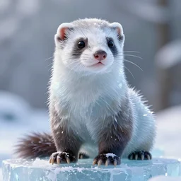 An adorable ferret ice sculpture, hyperdetailed, artstation, cgsociety, 8k