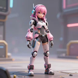 full body character, pink hair female android, cyberpunk intricate streetwear, dystopian, trending on artstation, beautiful, intricate complexity, digital painting, cute nendroid, anime, disney, pixar, 8 k, hd, dof, kodak film, volumetric lighting, subsurface scattering, photorealistic, octane render, extreme details