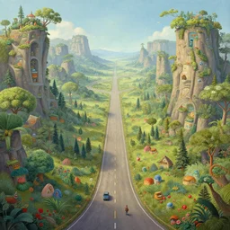 beguiling epic stunning beautiful insanely detailed landscape matte painting of the road to nowhere designed by michal karcz, by cyril rolando and asher durand and natalie shau, whimsical, intricate