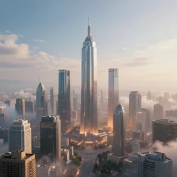 dreamlike cityscape atmospheric, highly realistic heavenly futuristic