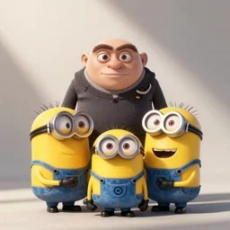 minions playing with Gru by greg rutkowski