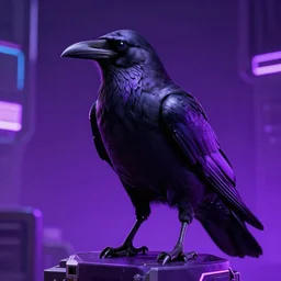cybertronic photorealistic raven, neonpunk art, purple and black, 4k, trending on artstation