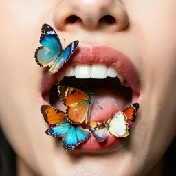 a butterfly mixed with a mouth