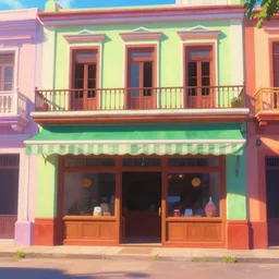 beautiful painting of a colorful cuban restaurant storefront, front view, animation, digital art, trending in artstation, cinematic lighting, art style by disney and pixar