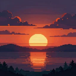Beautiful pixel art of a sunset